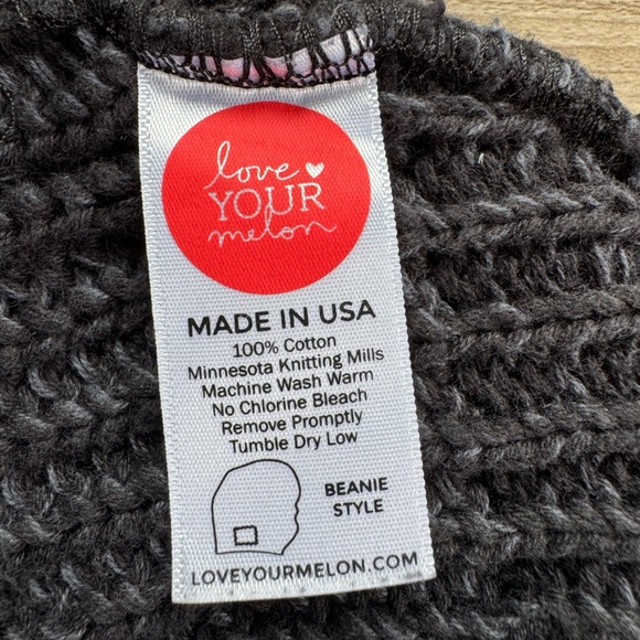 LOVE YOUR MELON Beanie Hat Cotton Black/Charcoal OSFM Men’s Women’s - Picture 6 of 10